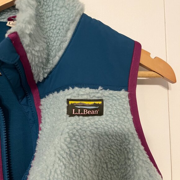 LL Bean's Sherpa Fleece Vest Women's Petite Smoky Blue XS - Picture 4 of 6